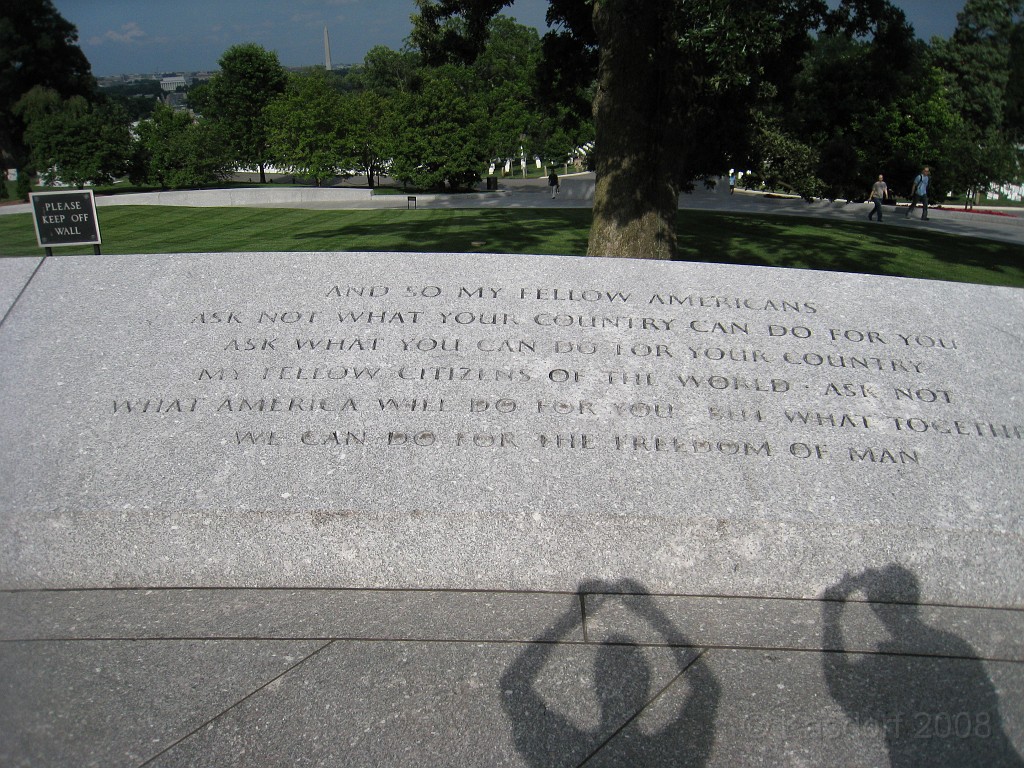Wash DC 2009 2415.jpg - At John Kennedy's memorial are some of his words of inspiration.